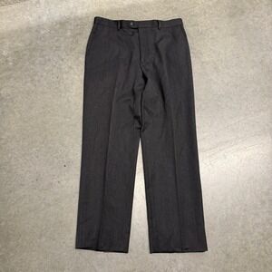 Woolmark Mens Pure New Wool Dress Pants Charcoal Gray Flat Front Trousers 36x30